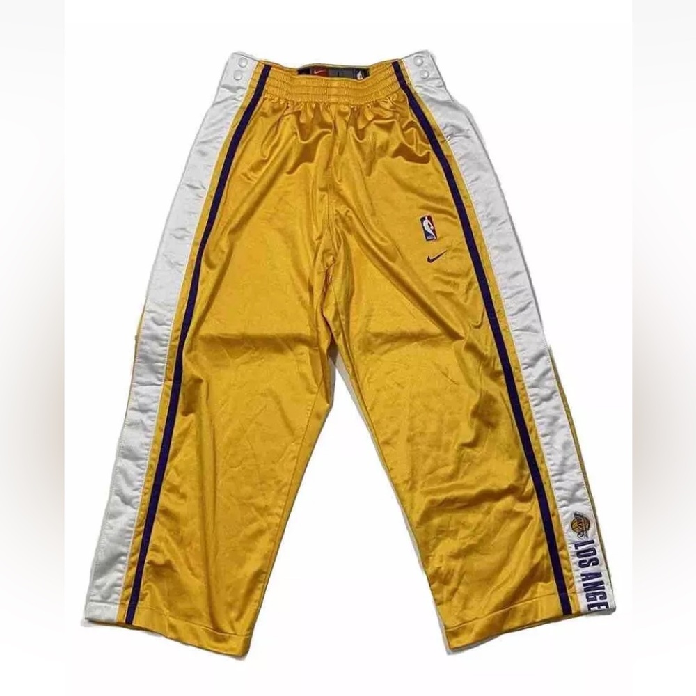 Vintage Nike NBA Los Angeles LA Lakers Warm Up Shooting Rip Off Pants Mens Sz L